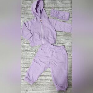 NWOT- SHEIN BABY Girls Zip Up Hoodie, Bandeau & Sweatpant-  Size 6-9 Months